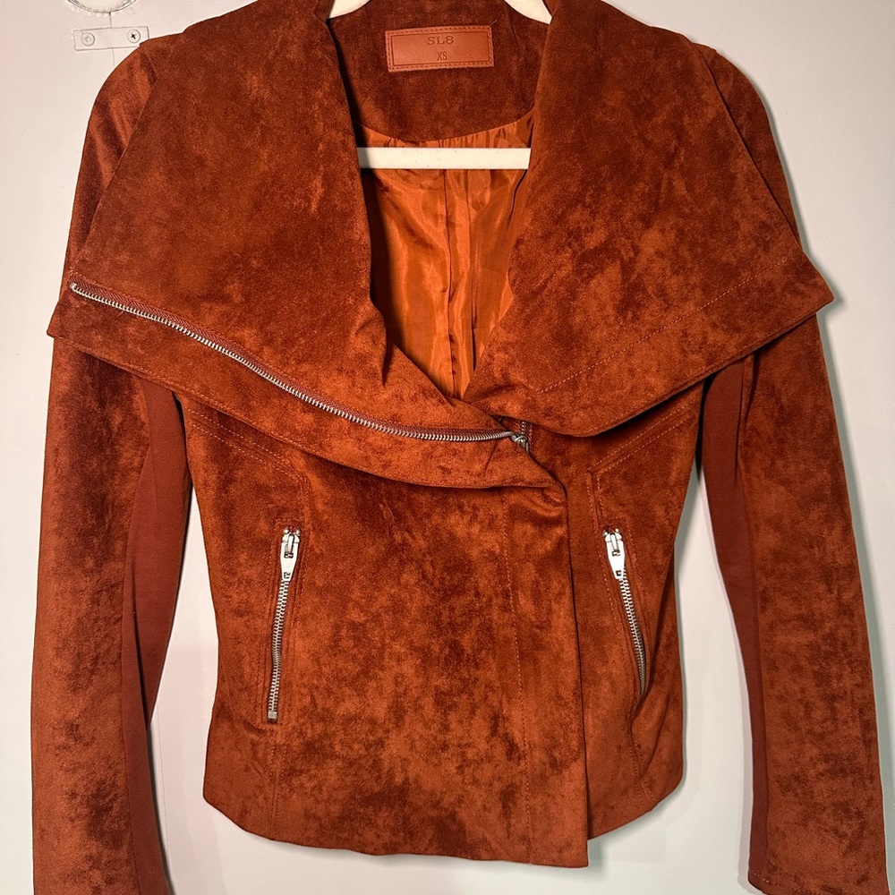 XS ORANGE SUEDE MOTO JACKET
